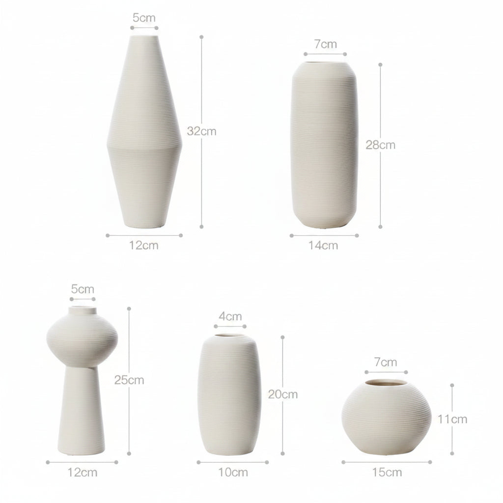 Vase Céramique Blanc Brossé – Pureté sculpturale, esprit nordique