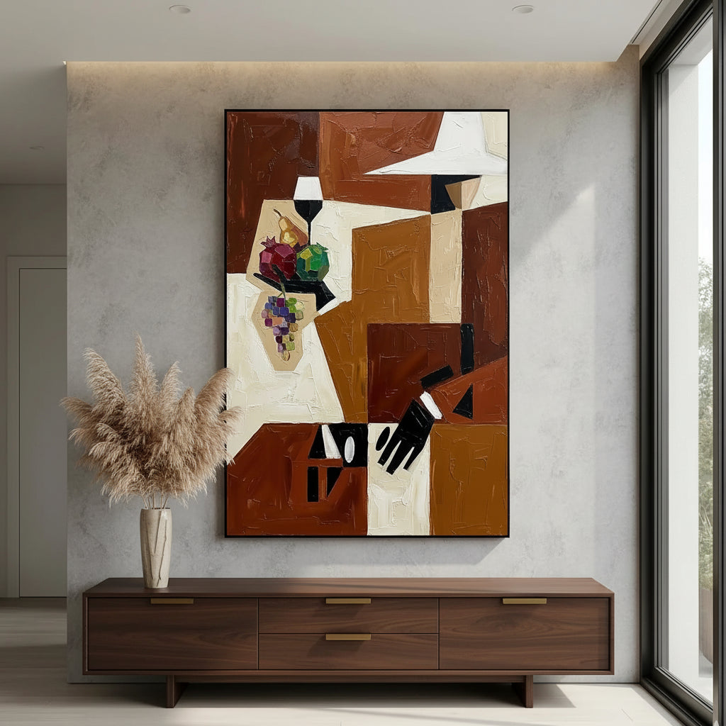 Tableau mural abstrait géométrique – Style Mid-Century