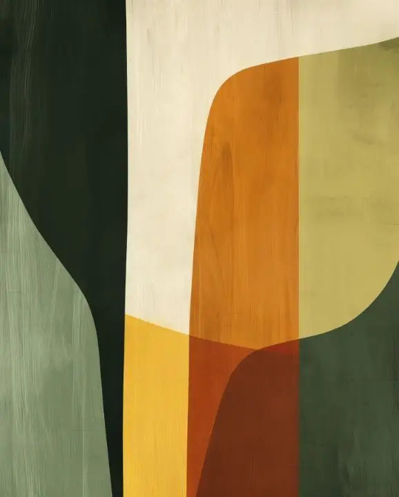 Tableau Abstrait Géométrique – Formes organiques, palette terracotta