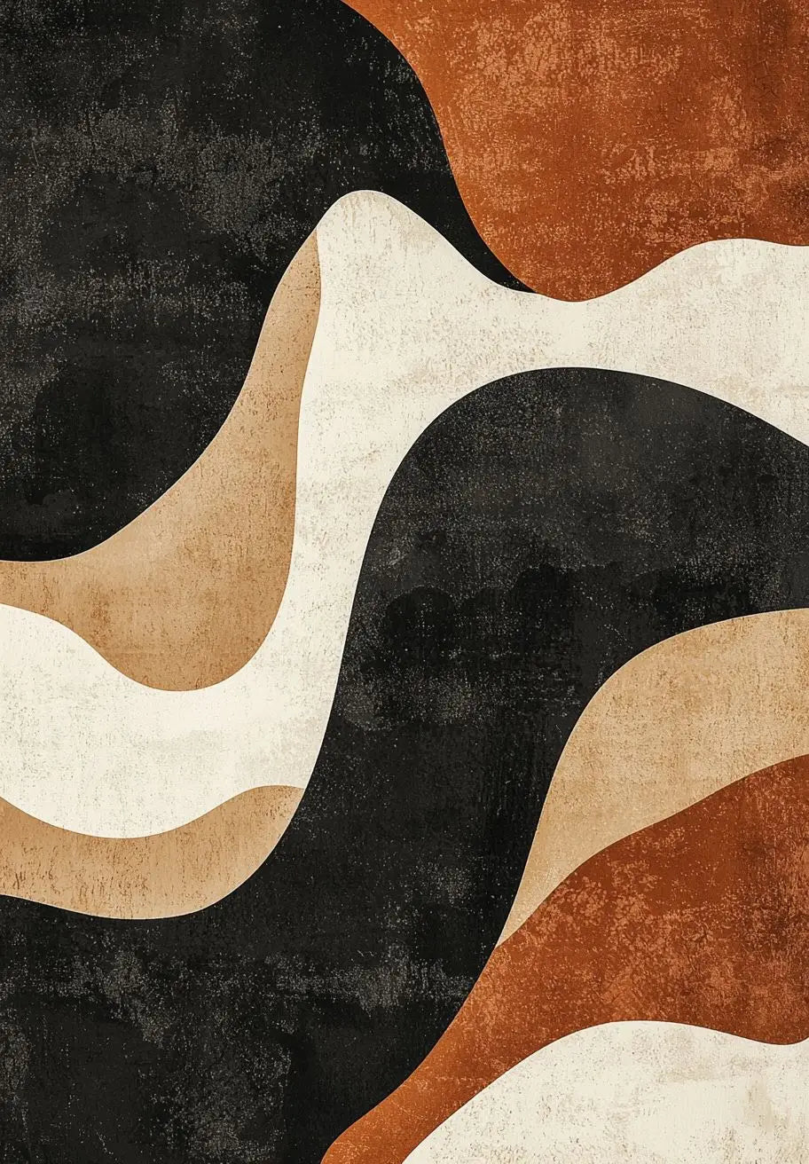 Tableau Abstrait Géométrique – Formes organiques, palette terracotta