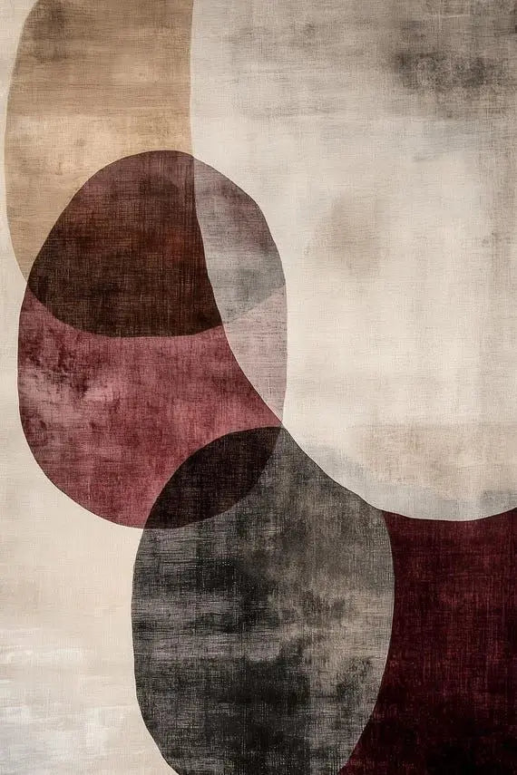 Tableau Abstrait Géométrique – Formes organiques, palette terracotta