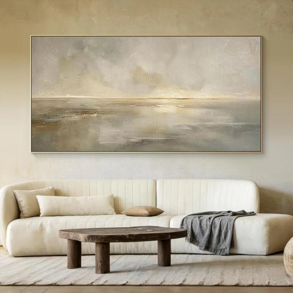 Tableau abstrait texturé – Art mural contemporain gris et or
