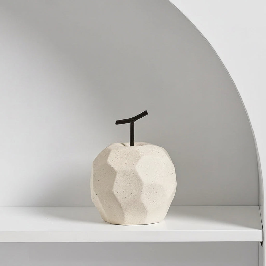 Sculpture Céramique Fruits – Pomme & Poire, minimalisme géométrique