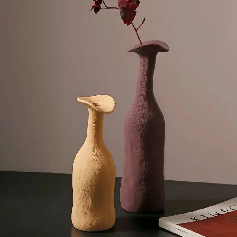 Vase Céramique Morandi – Silhouette brute, palette douce