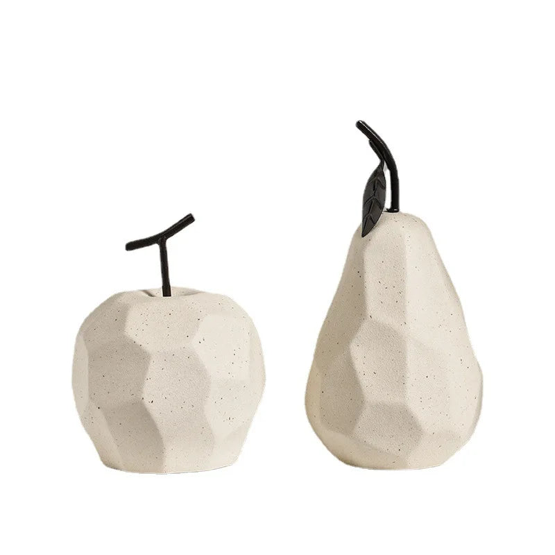 Sculpture Céramique Fruits – Pomme & Poire, minimalisme géométrique
