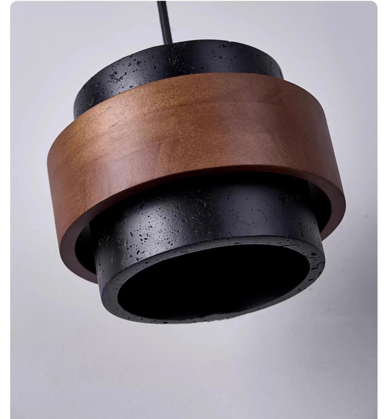 Suspension Travertin & Bois Stratifié – Élégance brute en deux matières