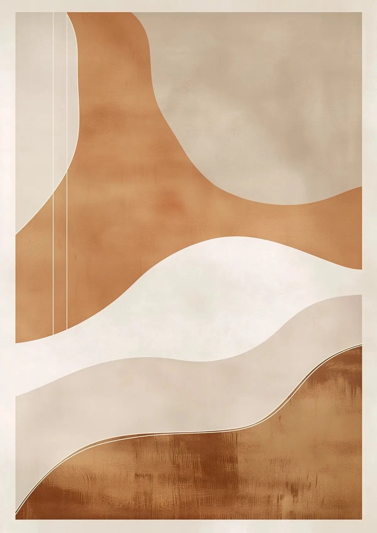Tableau Abstrait Géométrique – Formes organiques, palette terracotta