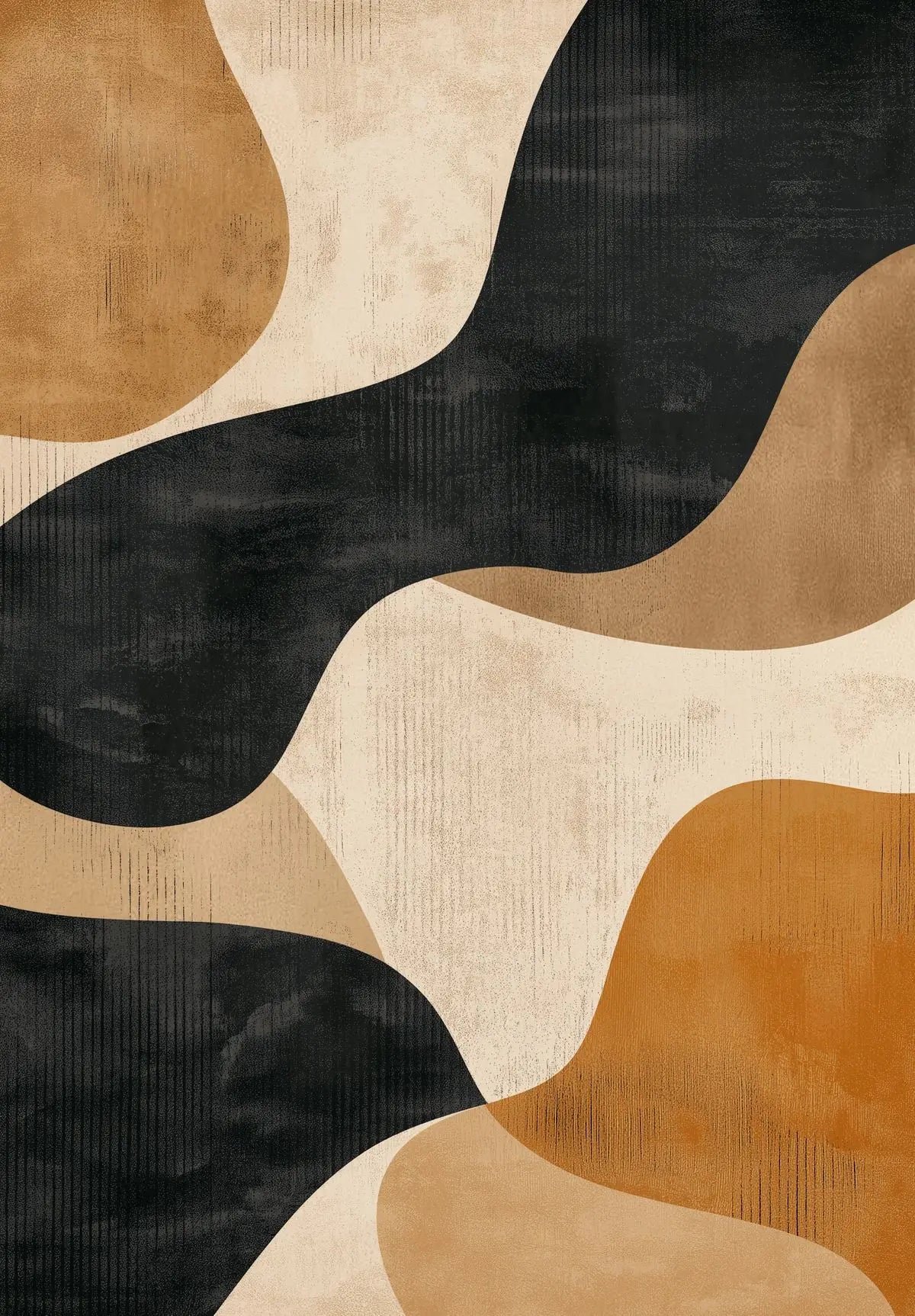 Tableau Abstrait Géométrique – Formes organiques, palette terracotta
