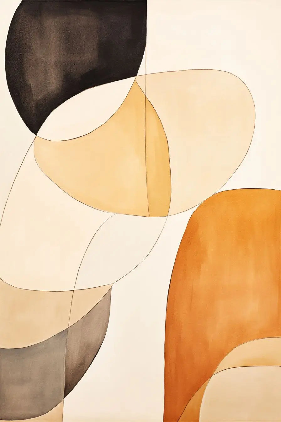 Tableau Abstrait Géométrique – Formes organiques, palette terracotta