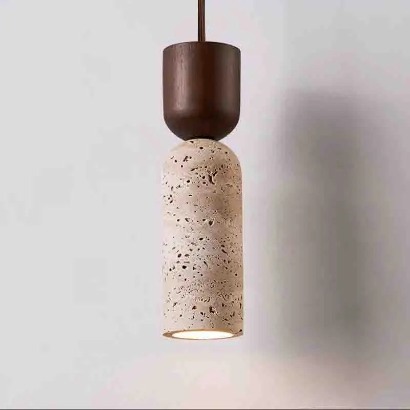 Suspension Travertin & Bois – Douceur minérale