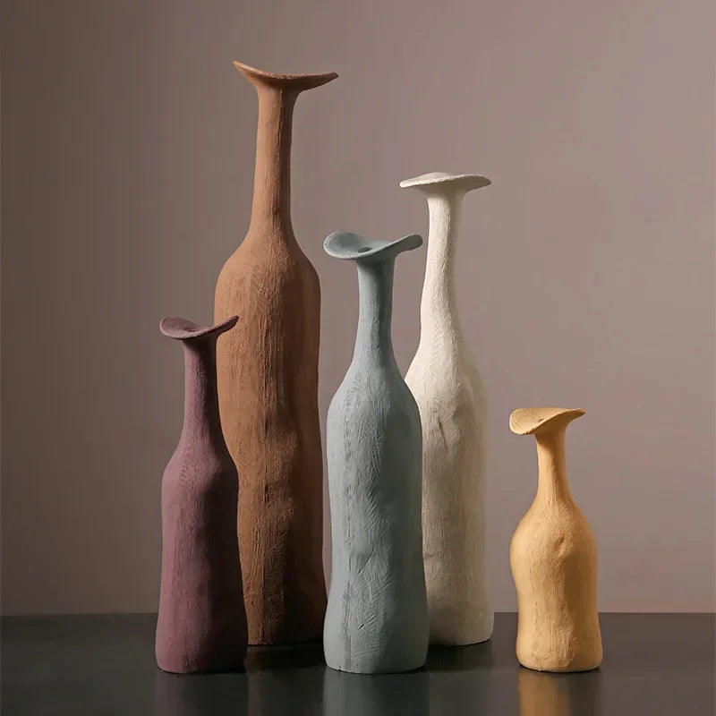 Vase Céramique Morandi – Silhouette brute, palette douce