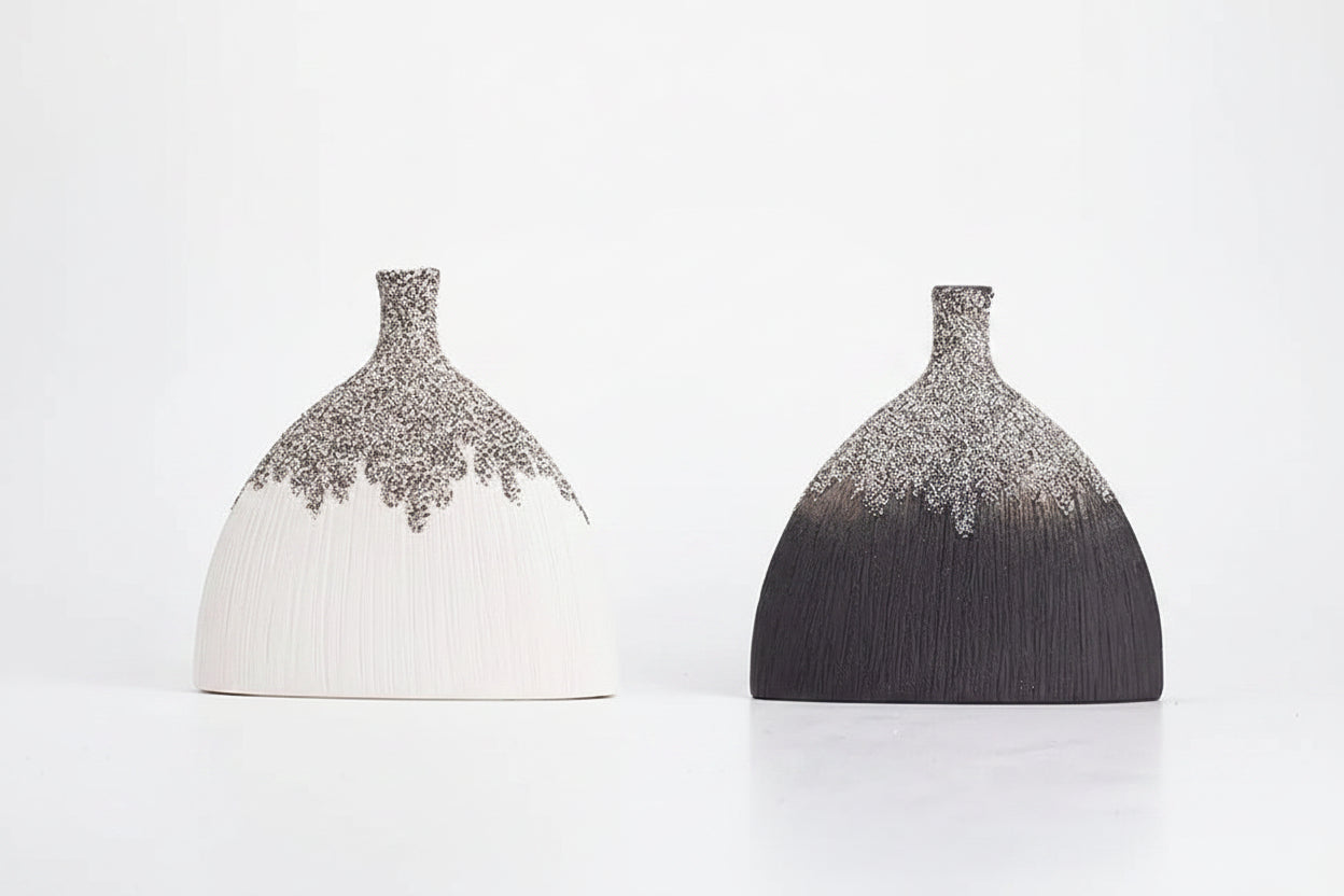 Vase Céramique Flocon – Contraste saisissant, texture givrée
