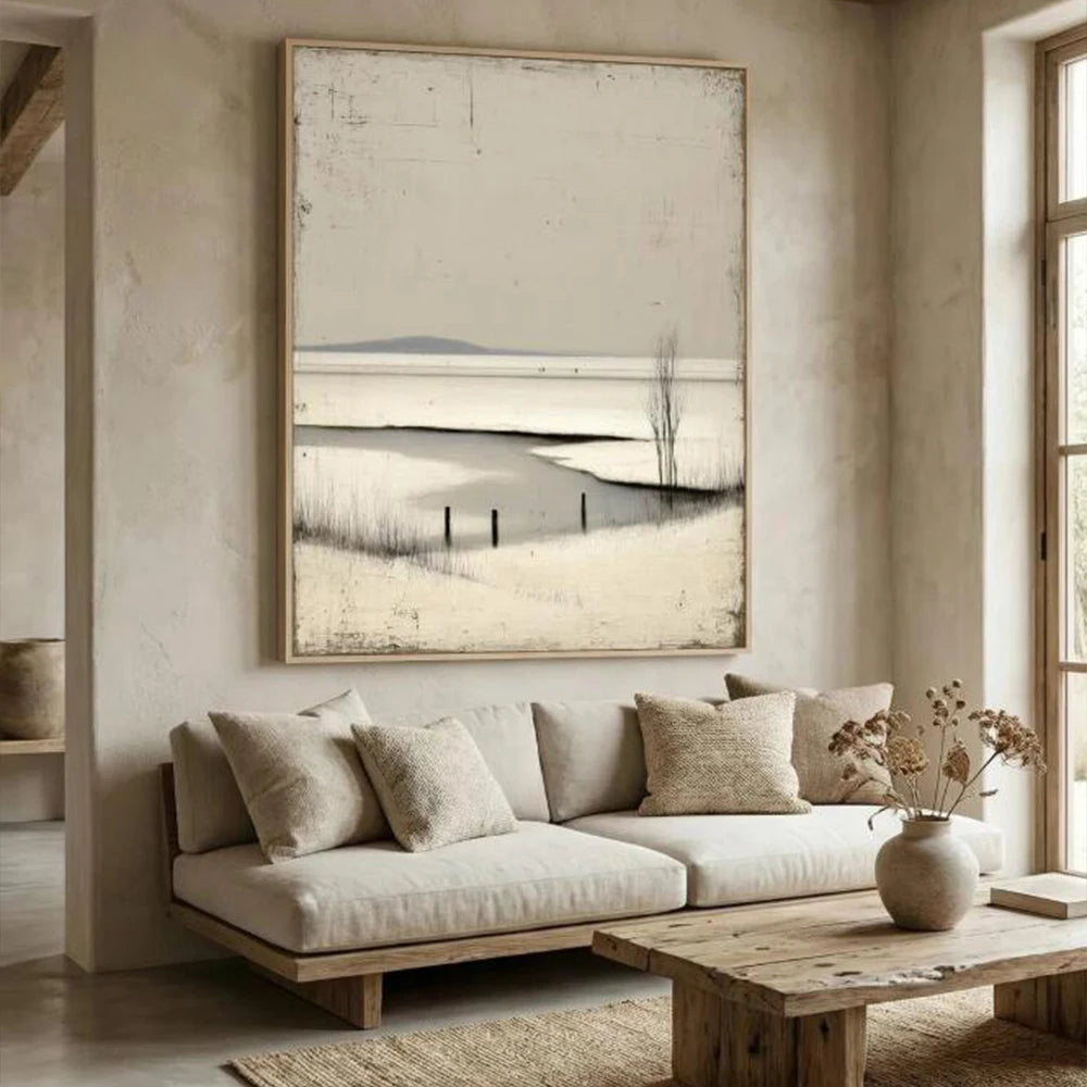 Tableau abstrait texturé – Art mural contemporain gris et or