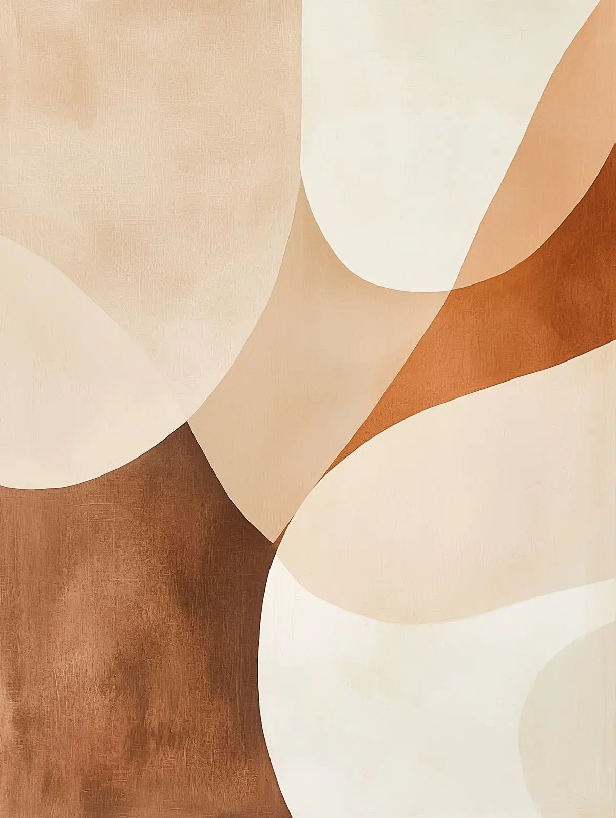 Tableau Abstrait Géométrique – Formes organiques, palette terracotta