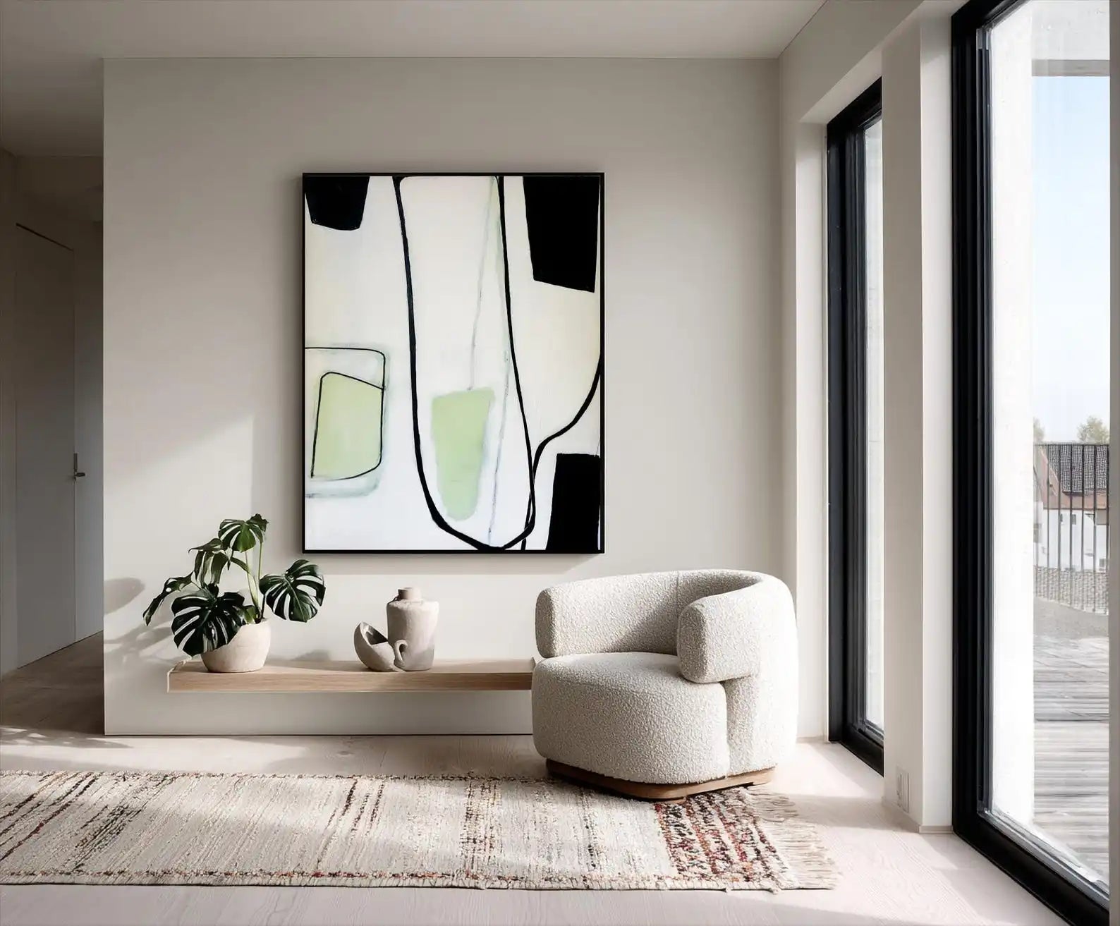 Tableau mural abstrait géométrique – Style Mid-Century