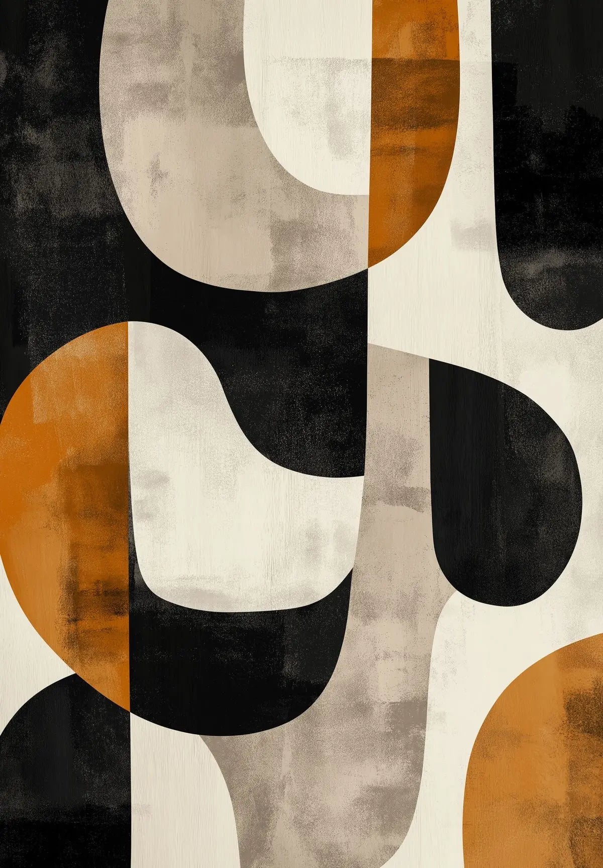 Tableau Abstrait Géométrique – Formes organiques, palette terracotta