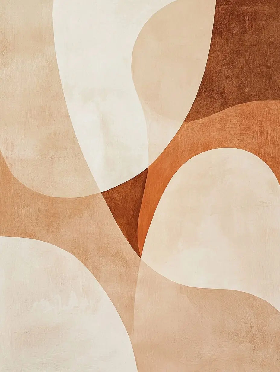 Tableau Abstrait Géométrique – Formes organiques, palette terracotta
