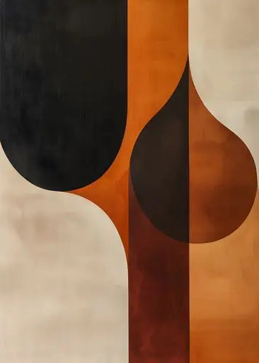 Tableau Abstrait Géométrique – Formes organiques, palette terracotta