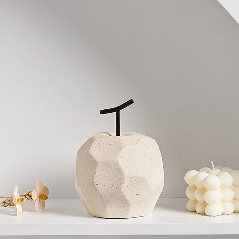 Sculpture Céramique Fruits – Pomme & Poire, minimalisme géométrique