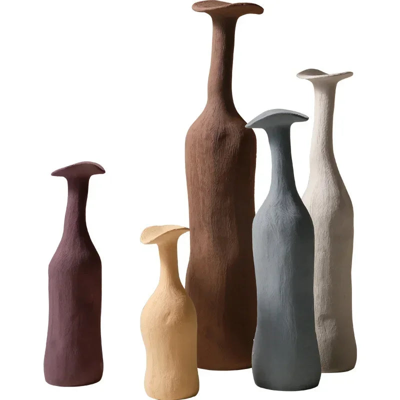 Vase Céramique Morandi – Silhouette brute, palette douce