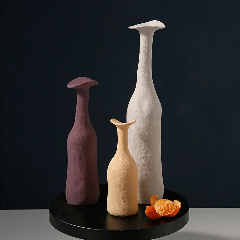 Vase Céramique Morandi – Silhouette brute, palette douce