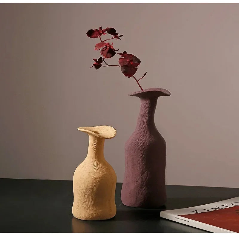 Vase Céramique Morandi – Silhouette brute, palette douce